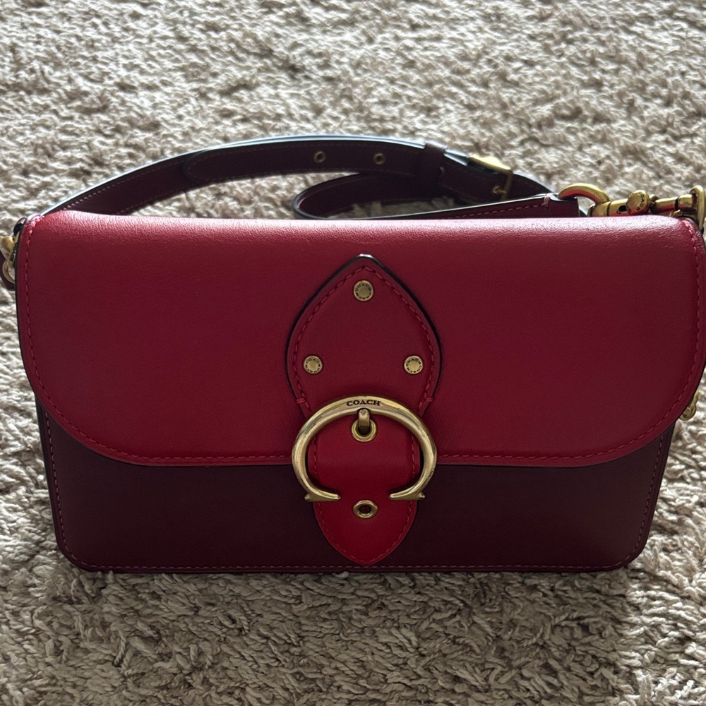 Coach Burgundy and Red Beat Crossbody Clutch Colorblock NWOT